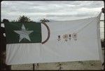 Christian Fellowship Church flag with star, rainbow, flowers