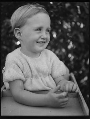 Margaret Hare in a highchair