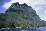 French Polynesia, mountain peaks and coastline of Bora Bora