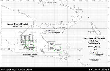 Papua New Guinea INDEX, 1:25 000, Series: Artillery, T883, T884, 1943-1944