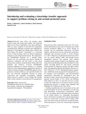 Introducing and evaluating a knowledge transfer approach to support problem solving in and around protected areas.