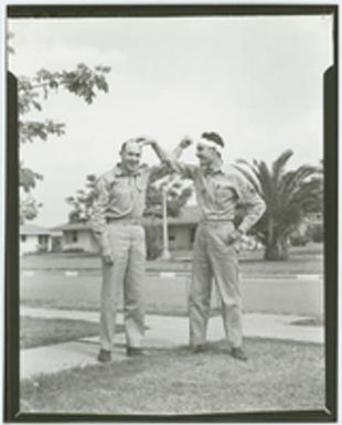 [Lee Embree and serviceman at Hickam Field]