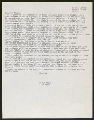 [Letter from David Aiken to Don Thomas, 1986]