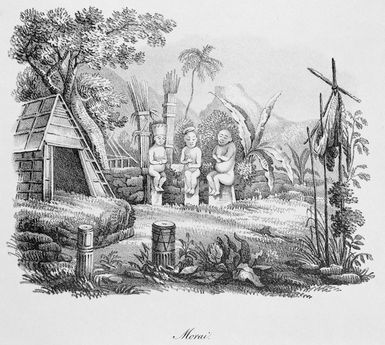 [Sainson, Louis Auguste de] b 1800 :Morai [Morai, Nouka-Hiva, Marquesas. Pl 183. [Stockholm?] Gothstrom & Magnusson, [ca 1838]