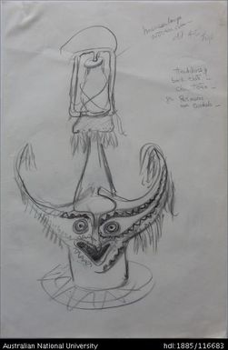 Headdress of bark cloth - clan totem, from Parimomo, near Orokolo