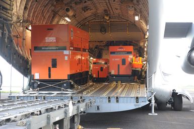 Earthquake ^ Tsunami - Pago Pago, American Samoa, October 2, 2009 -- FEMA generators are being unloaded from a C-17 military cargo plane. FEMA shipped generators from its warehouses to American Samoa to help provide electric power to critical facilities in American Samoa.