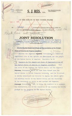 Senate Joint Resolution 116, Declaring War Against Japan