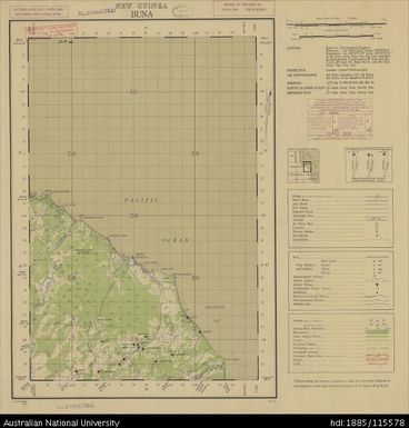 Papua New Guinea, Southern New Guinea, Buna, 1 Inch series, Sheet 3696, 1944, 1:63 360