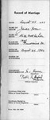Certificate of Marriage Book : ceremonies performed by Soon Hyun, including the marriage of Mary Ham and David Hyun on 12/16/41; signed by S. Hyun, Pastor, The Gospel Mission
