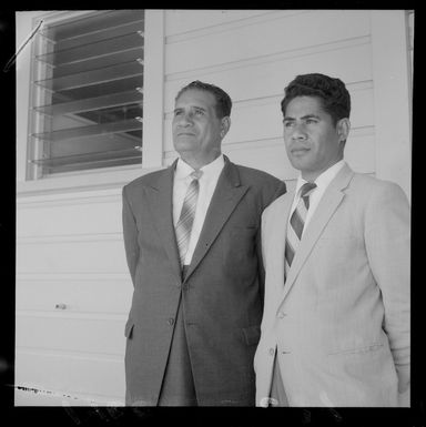 Two unidentified Fijian Civil Servants on a course at Mount Crawford, Wellington City