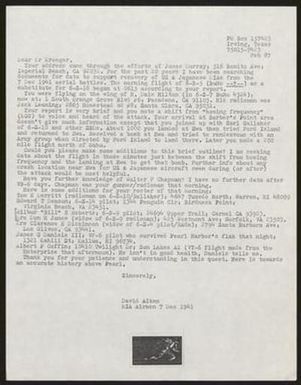 [Letter from David Aiken to Edwin J. Kroeger, February 1987]