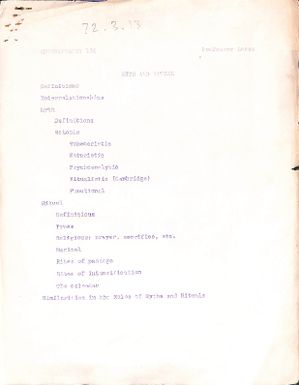 Anthropolgy 124 Myth and ritual, Professor Lessa