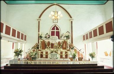 Inside view of Avarua church, Rarotonga