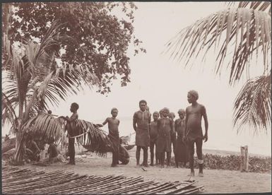 Villagers gathered near beach at Buala, Ysabel Island, Solomon Islands, 1906 / J.W. Beattie