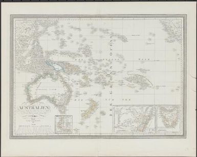 Australien nach Krusenstern, Flinders, Freycinet, Oxley, King, Sturt und Mitchell in Mercator's Projection entworfen and gezeichnet / von C.F. Weiland