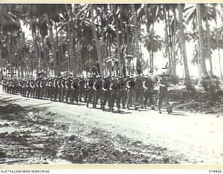 MADANG, NEW GUINEA. 1944-06-30. PERSONNEL OF B COMPANY, 24TH INFANTRY BATTALION. IDENTIFIED PERSONNEL ARE:- NX146860 CAPTAIN L.H.R. FUHRMAN (1); V270815 PRIVATE M.J. LLOYD (2); Q146647 PRIVATE F.A. ..