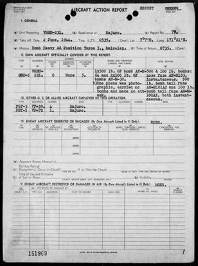 VMSB-231 - ACA Reports Nos 77-89 & 93-103 - Air operations against the Marshall Islands, 6/2-26/44