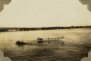 Pastor Saaga's boat off Apia, Samoa, 1928