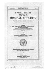 United States Naval Medical Bulletin Vol. 28, Nos. 1-4, 1930