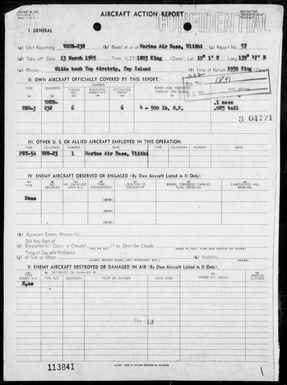 VMTB-232 - ACA rep #57 â Glide bombing & strafing Yap Airstrip, Yap Is, Carolines 3/13/45