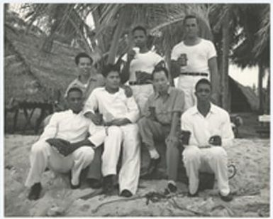 [Mess hall attendants on Mogmog Island]