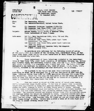 USS BURNS - Act Rep, 12/8/43, Shore Bombardment of Nauru Is