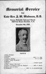 "Memorial Service for Late Rev. J. W. Wadman, D.D.", sermon by Soon Hyun
