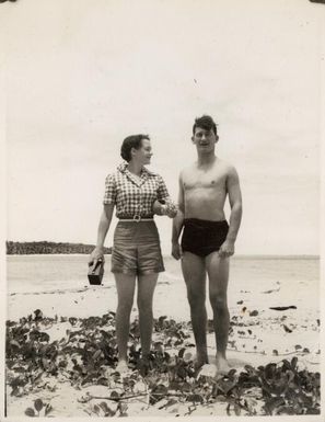 Arthur Tange and wife Marjorie, Fiji, October 1941 [?] Suva Studios