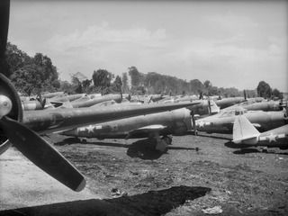 FINSCHHAFEN, NEW GUINEA. 1944-09-20. UNITED STATES ARMY AIR FORCE P-47 THUNDERBOLT FIGHTER AIRCRAFT AT THE AIRFIELD