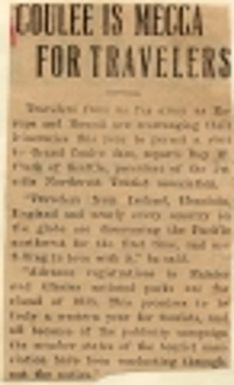 Coulee is Mecca for travelers State history. Grand Coulee dam. Visitors. General. 1936-03-29