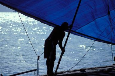 Canoes sailing