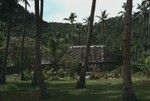 Traditional Samoan thatch hut \"fales\" in Pago Pago, the capital town of American Samoa. It is actually a village that is often mistaken to be a city (as in a capital or port city) of this south Pacific territory of the United States of America. The village is located on Pago Pago Harbor, in the island of Tutuila. Circa 1967