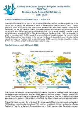 Regional Early Action Rainfall Watch : Monthly and seasonal Rainfall Watch: April 2024