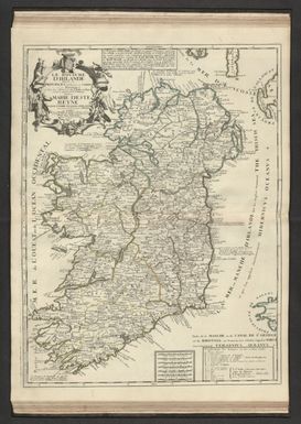 Le Royaume d'Irlande divisé en Provinces subdivisées en Comtez et en Baronies selon les Memoires du Sr. Petty et d'Autres. Corrigé et augmenté par le Sr. Tillemon. Dedié a Marie d'Este Reyne d'Angleterre, d'Escosse, et d'Irlande. Par son tres humble Serviteur J. B. Nolin. A Paris, Chez J. B. Nolin sur le Quay de l’Horloge du Palais, proche la Rue de Harlay, a l'Enseigne de la Place des Victoires. Avec Privilege du Roy. 1695.