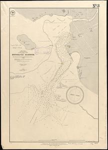 Pacific Ocean, Sandwich Islands, south coast of Oahu, Honolulu Harbor from surveys by British and United States officers to 1888