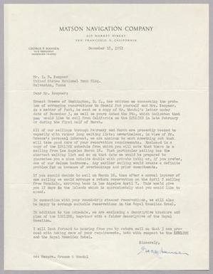 [Letter from George F. Hansen to I. H. Kempner, December 18, 1952]