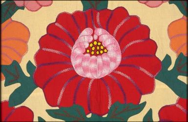 Tivaevae tataura, matarita (chrysanthemum) pattern, by Grace Ngaputa (detail)