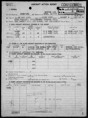 VMSB-245 - ACA rep #223 - Bombing targets in the Yap Area, Carolines on 5/15/45