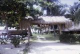 French Polynesia, entrance to Bali Hai resort on Moorea Island