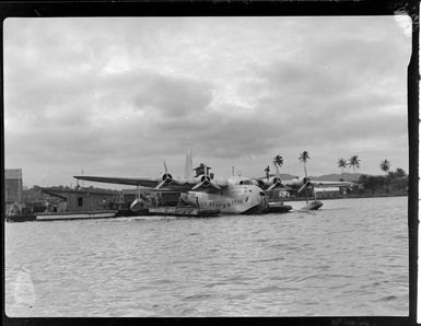 Tasman Empire Airways flying boat, RMA New Zealand ZK-AME at Lauthala Bay Suva, Fiji