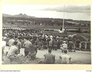 PORT MORESBY, NEW GUINEA. 1944-02-07. A GENERAL VIEW OF THE CONGREGATION ATTENDING THE REQUIEM MASS AT THE BOMANA WAR CEMETERY