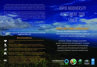 Rapid biodiversity assessment of Samoa