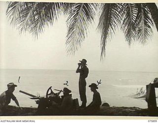 HANSA BAY AREA, NEW GUINEA. 1944-09-05. MEMBERS OF THE CREW OF THE TANK ATTACK DETACHMENT ON DAY WATCH ON THE PERIMETER OF THE AREA OCCUPIED BY D COMPANY, 25TH INFANTRY BATTALION AT BOIKULU. ..