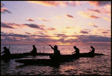 Canoe on water, Niue