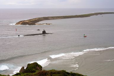 SANTA RITA, Guam (Oct. 19, 2006) The nuclear-powered fast-attack submarine USS SEAWOLF (SSN 21) enters Apra Harbor. This was the first time a Seawolf-class vessel has made a port call in Guam. U.S. Navy photo by Mass Communication SPECIALIST 2nd Class Edward N. Vasquez (Released)