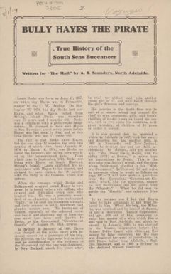 Bully Hayes the pirate : true history of the South Seas buccaneer / written for "The Mail" by A.T. Saunders.