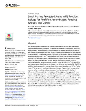 Small marine protected ares in Fiji provide refuge for reef fish assemblages, feeding groups, and corals.