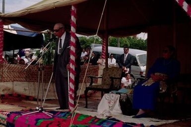 King Taufa'ahau Tupou IV, sovereign of the Kingdom of Tonga, addressing his people at the dedication of new Grey Lynn church