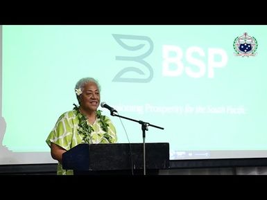 Hon. Fiame Naomi Matā’afa ‘i le fa’alauiloaina ‘o le fa’ailo fou ‘a le Faletupe ‘a le BSP