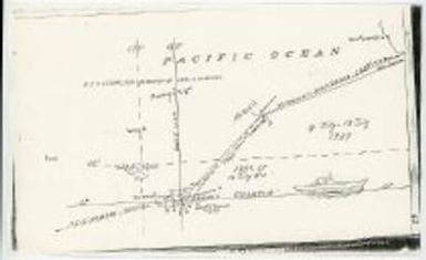 paper map of the search crew for Amelia Earhart from the USS Lexington 4 July to 18 July 1937